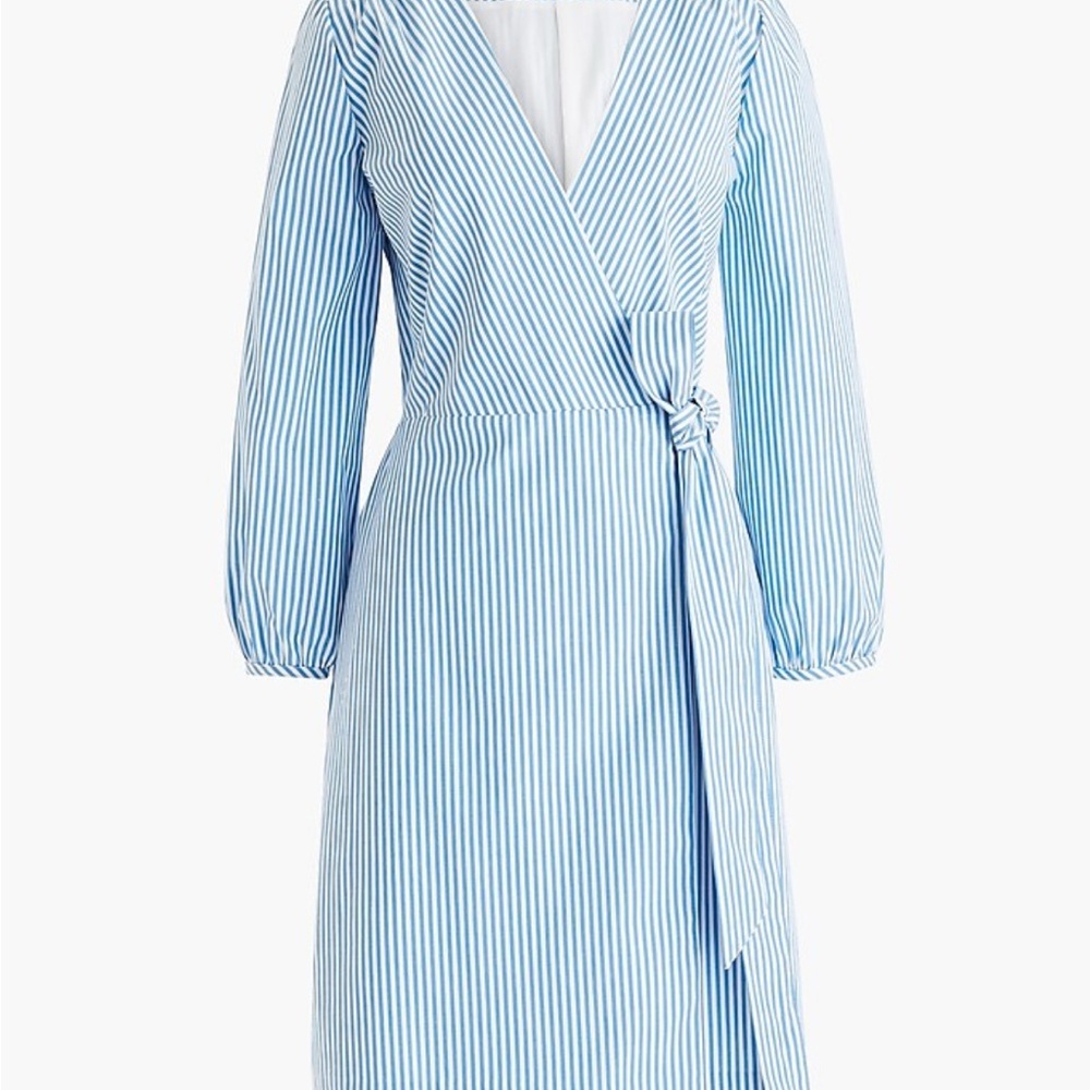 J. Crew women’s blue Striped Long Sleeve Wrap Dress long sleeve size 0